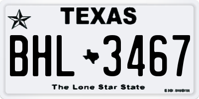 TX license plate BHL3467