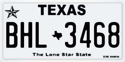 TX license plate BHL3468
