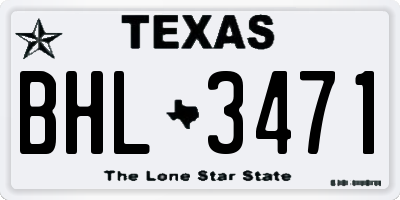 TX license plate BHL3471