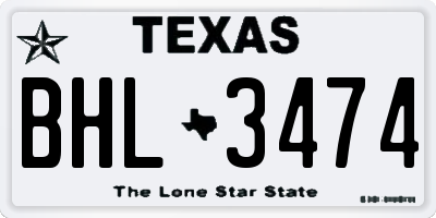 TX license plate BHL3474
