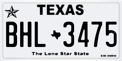 TX license plate BHL3475
