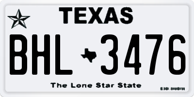 TX license plate BHL3476