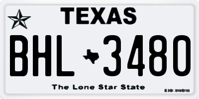 TX license plate BHL3480