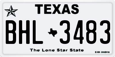 TX license plate BHL3483