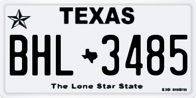TX license plate BHL3485