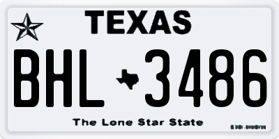 TX license plate BHL3486
