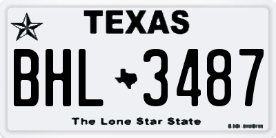 TX license plate BHL3487
