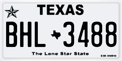 TX license plate BHL3488