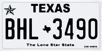 TX license plate BHL3490