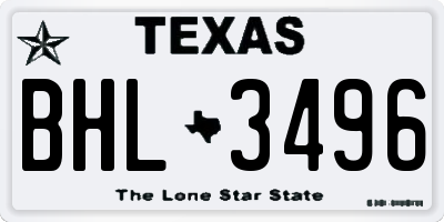 TX license plate BHL3496