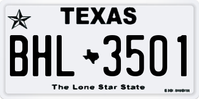 TX license plate BHL3501