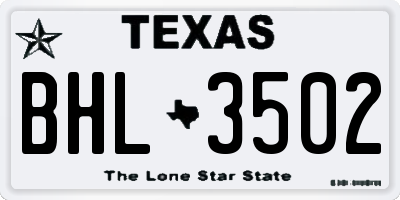 TX license plate BHL3502