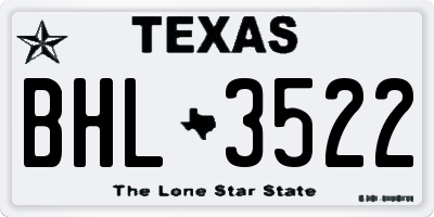 TX license plate BHL3522