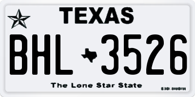 TX license plate BHL3526