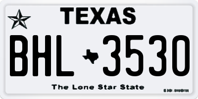 TX license plate BHL3530
