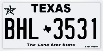 TX license plate BHL3531