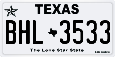 TX license plate BHL3533