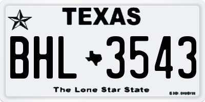 TX license plate BHL3543