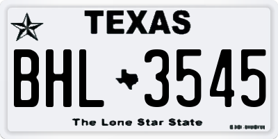 TX license plate BHL3545