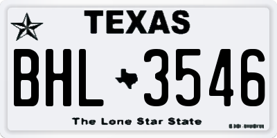 TX license plate BHL3546