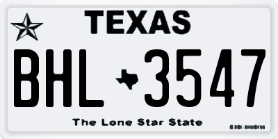 TX license plate BHL3547