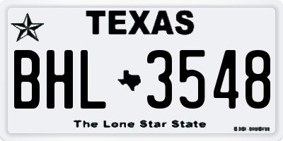 TX license plate BHL3548