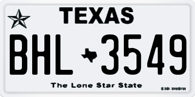 TX license plate BHL3549