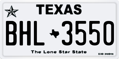 TX license plate BHL3550