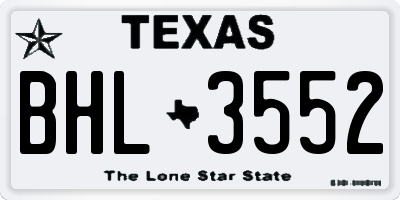 TX license plate BHL3552