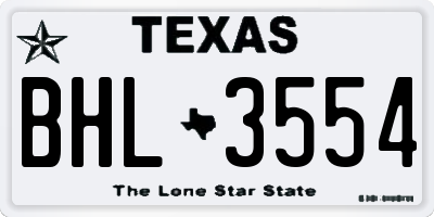 TX license plate BHL3554