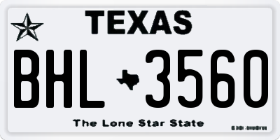 TX license plate BHL3560