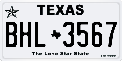 TX license plate BHL3567