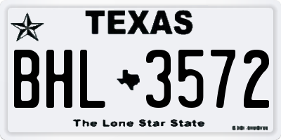 TX license plate BHL3572
