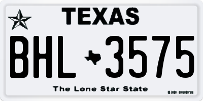 TX license plate BHL3575