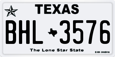 TX license plate BHL3576