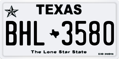 TX license plate BHL3580