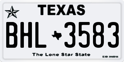 TX license plate BHL3583