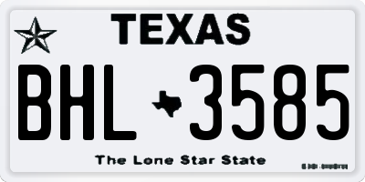 TX license plate BHL3585