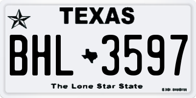 TX license plate BHL3597