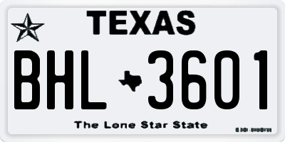 TX license plate BHL3601