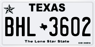 TX license plate BHL3602
