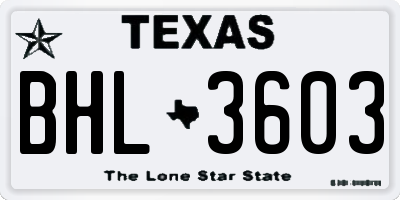 TX license plate BHL3603