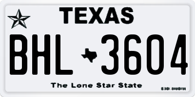 TX license plate BHL3604