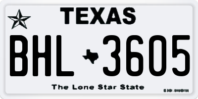 TX license plate BHL3605
