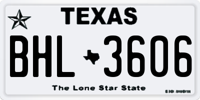 TX license plate BHL3606