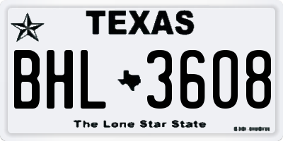 TX license plate BHL3608