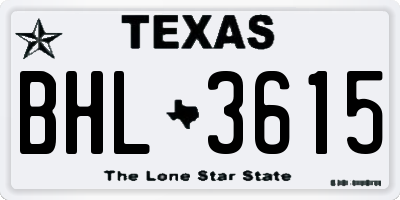 TX license plate BHL3615