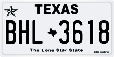 TX license plate BHL3618