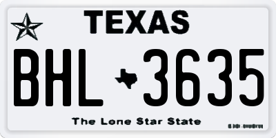 TX license plate BHL3635