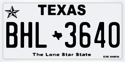 TX license plate BHL3640
